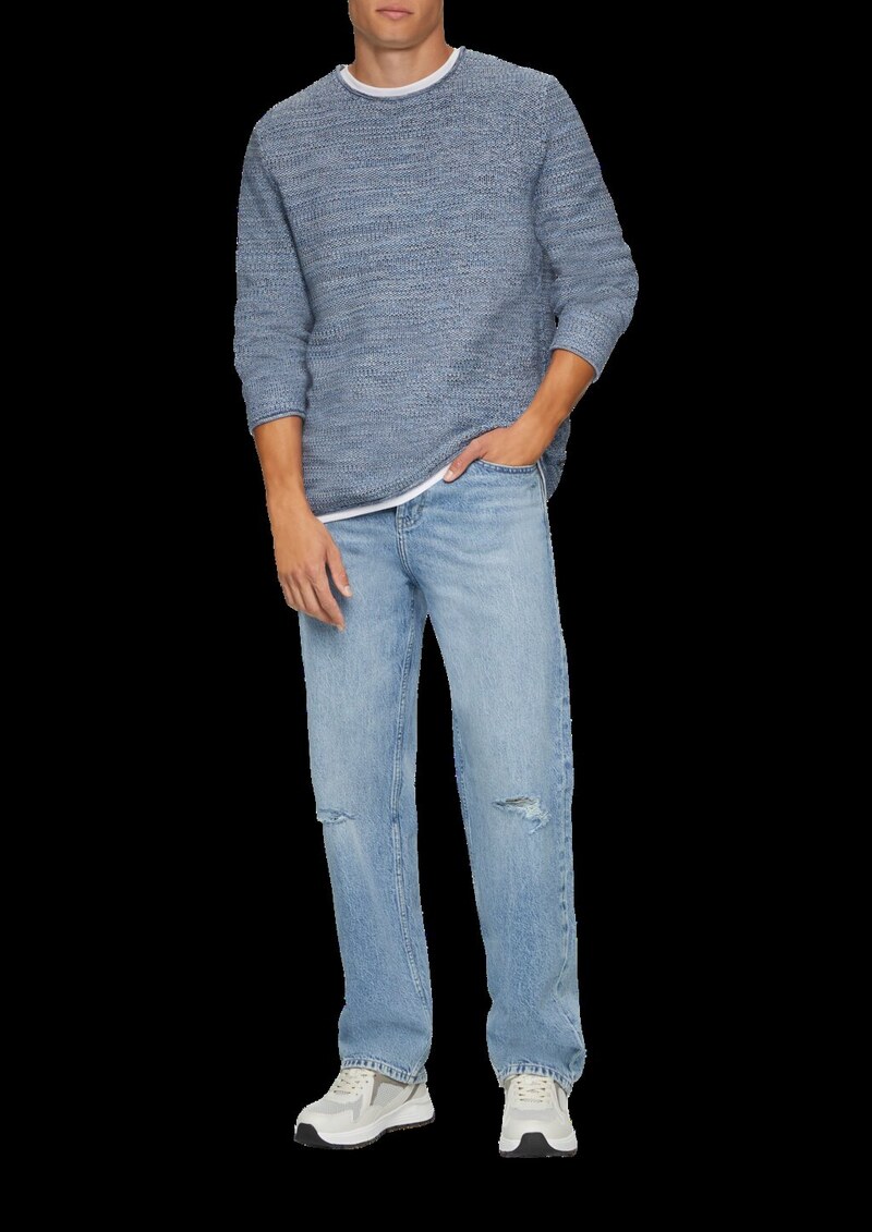 Melierter Strickpullover mit Layering-Detail