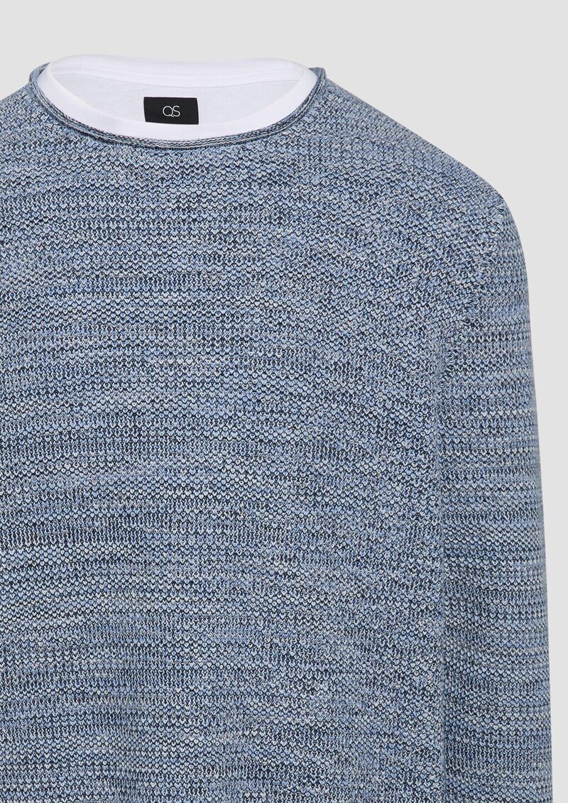 Melierter Strickpullover mit Layering-Detail