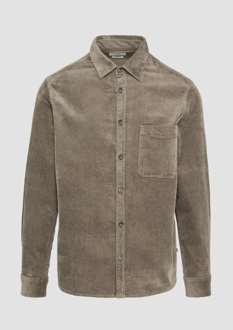 Regular Fit: Cordhemd mit Brusttasche