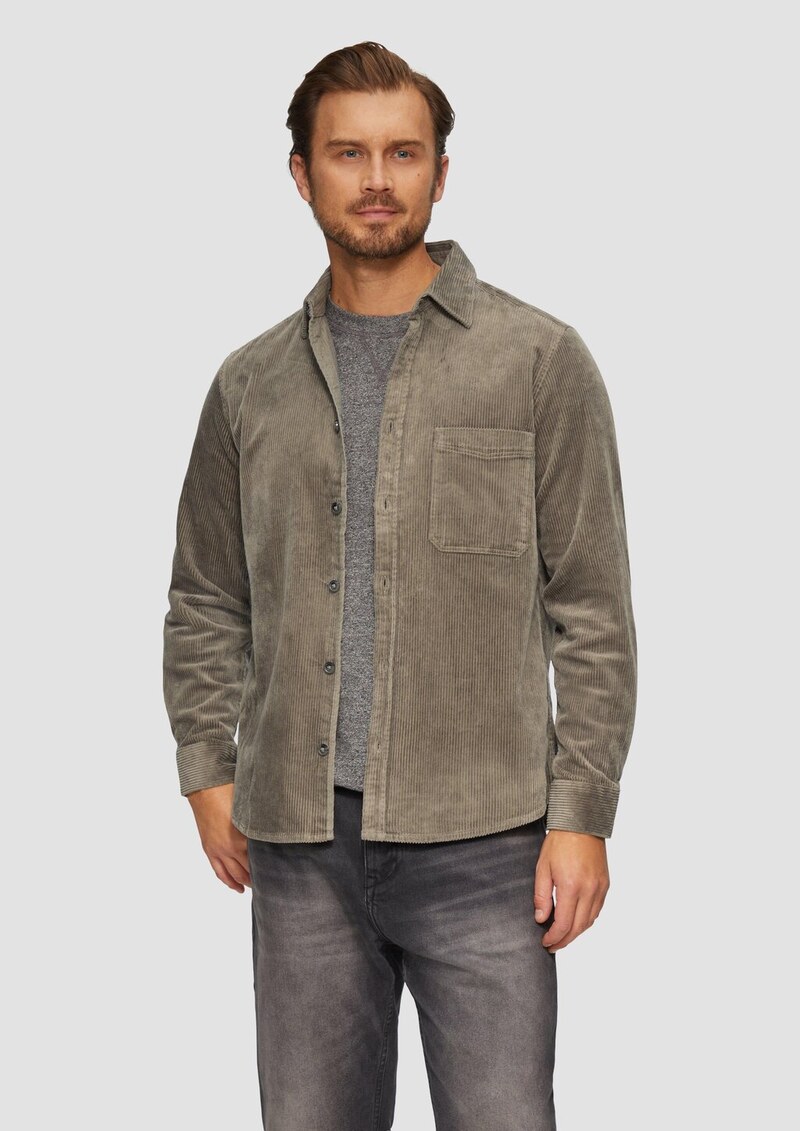 Regular Fit: Cordhemd mit Brusttasche