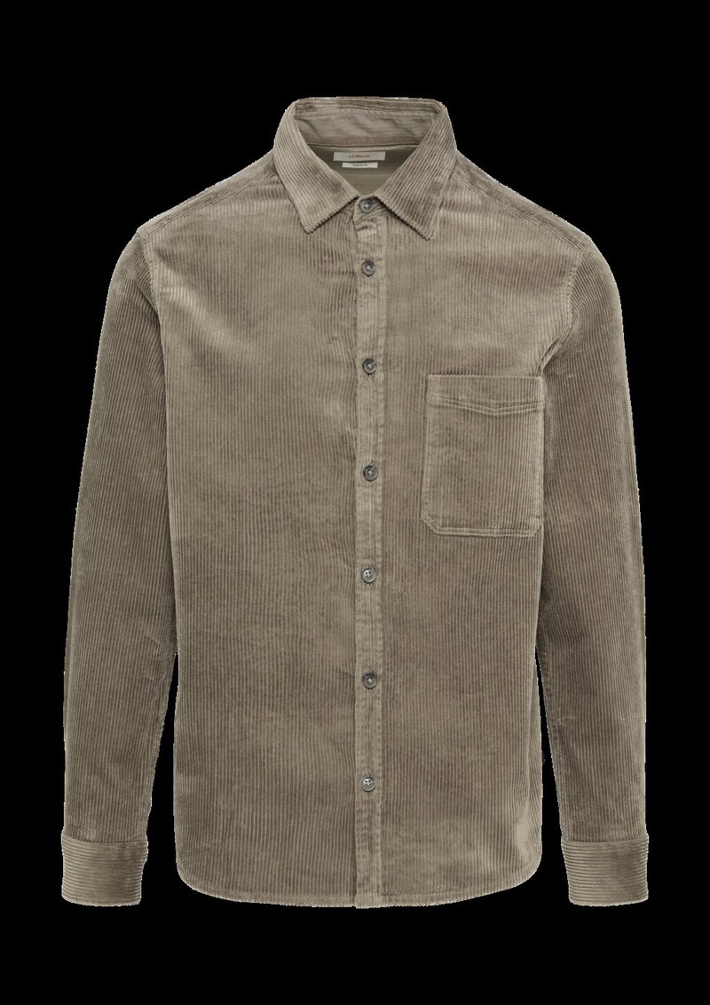 Regular Fit: Cordhemd mit Brusttasche