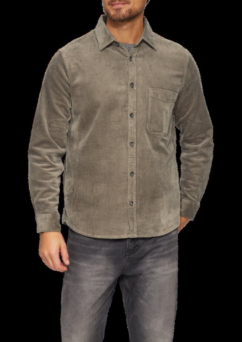 Regular Fit: Cordhemd mit Brusttasche