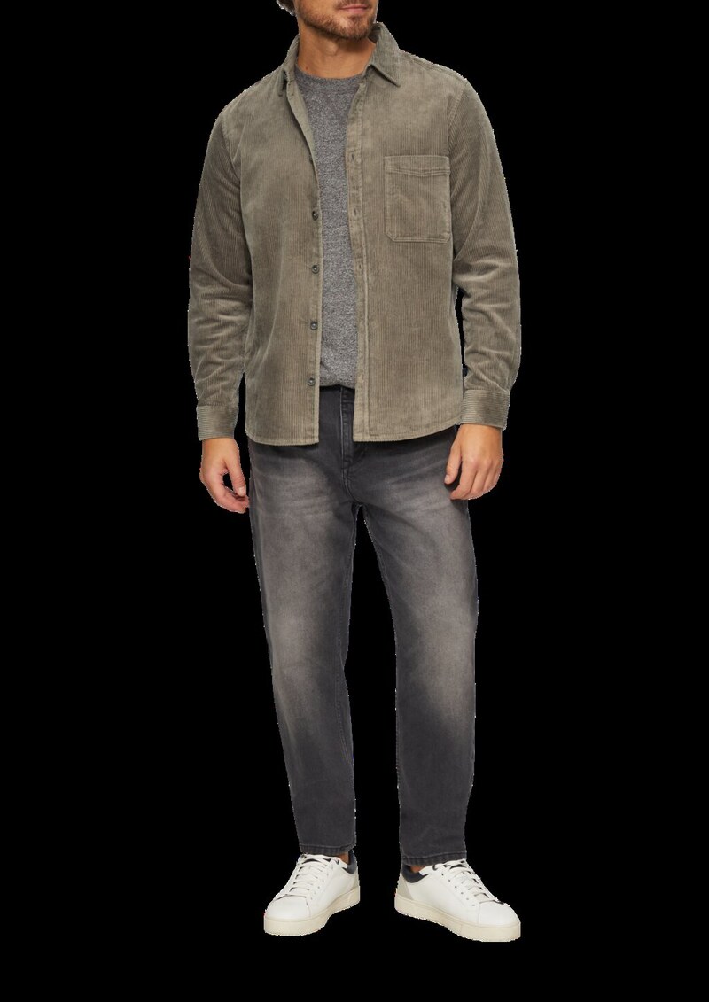 Regular Fit: Cordhemd mit Brusttasche
