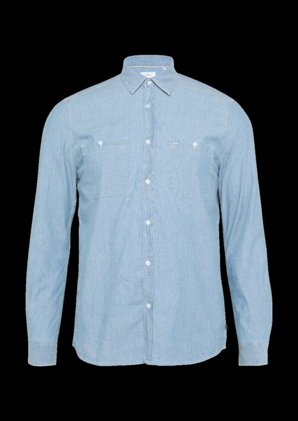 Regular Fit: Baumwollhemd aus Chambray