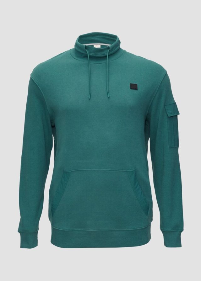 Sweatshirt mit Kängurutasche und Stehkragen