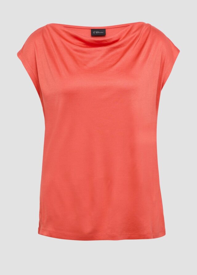 Shirt aus Viskose mit Wasserfall-Ausschnitt