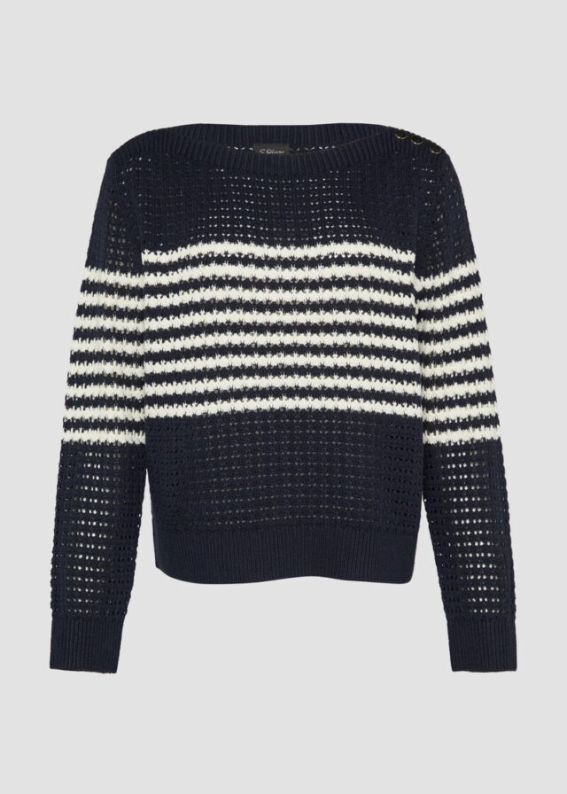 Pullover aus leichtem Lochstrick mit dekorativen Knöpfen