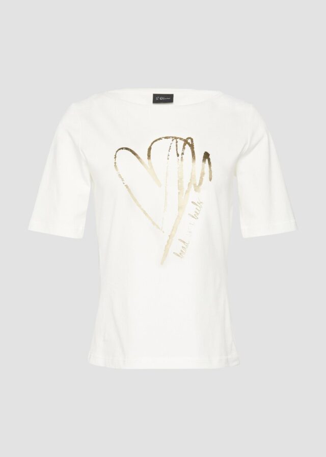 T-Shirt aus Baumwollmix mit Metallic-Print