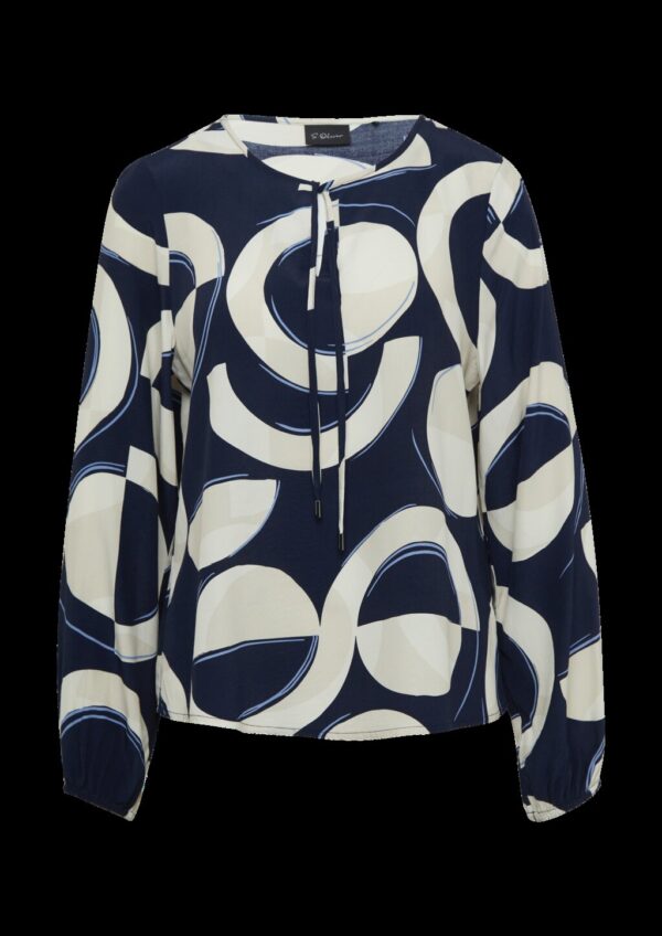 Gemusterte Viskosebluse mit Bindeband