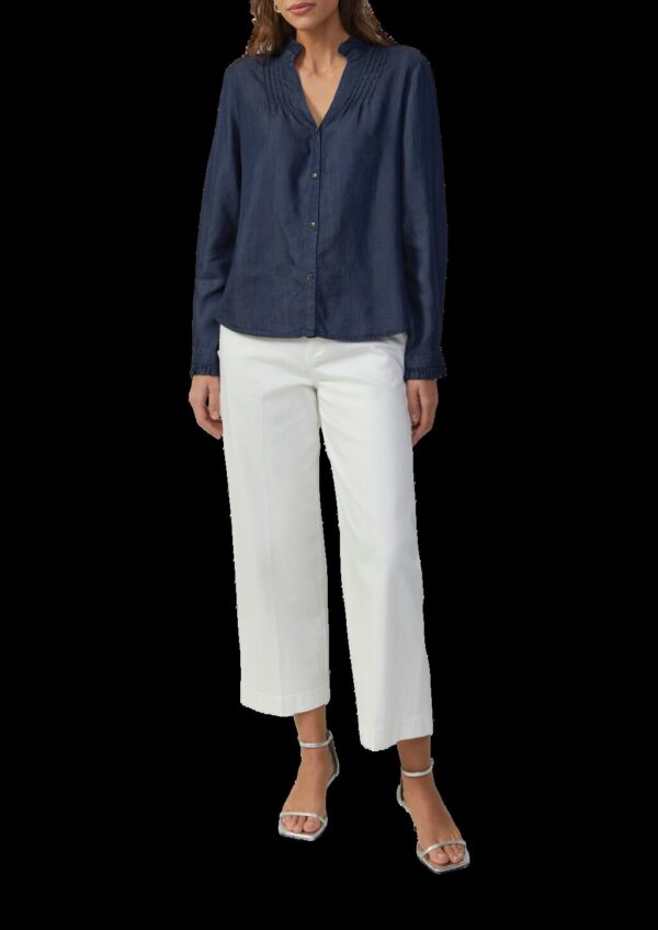 Leichte Bluse aus Lyocell-Denim mit Rüschen und Biesen