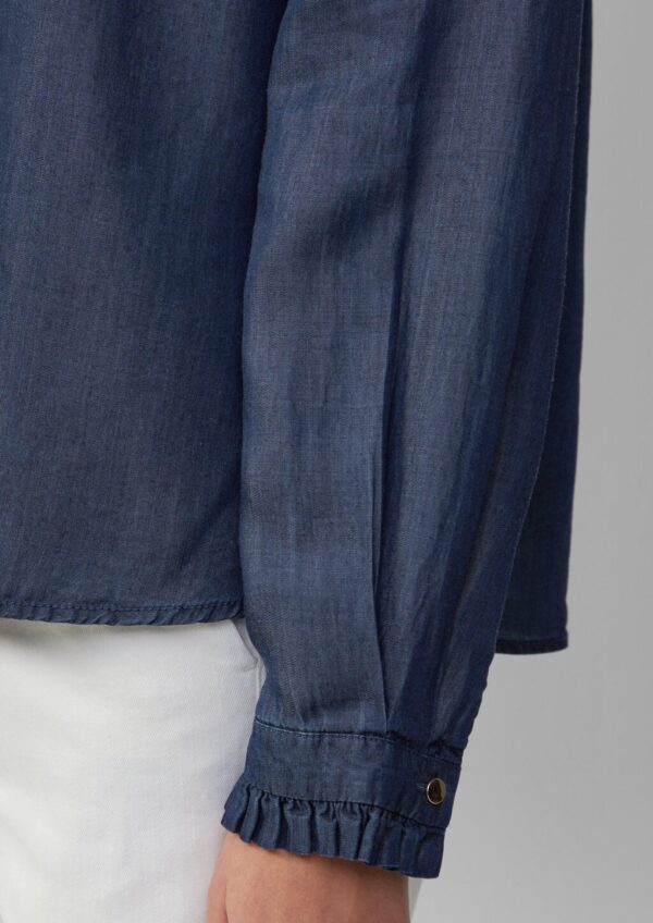 Leichte Bluse aus Lyocell-Denim mit Rüschen und Biesen