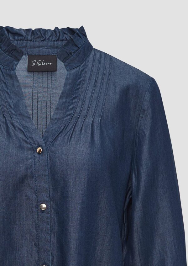 Leichte Bluse aus Lyocell-Denim mit Rüschen und Biesen
