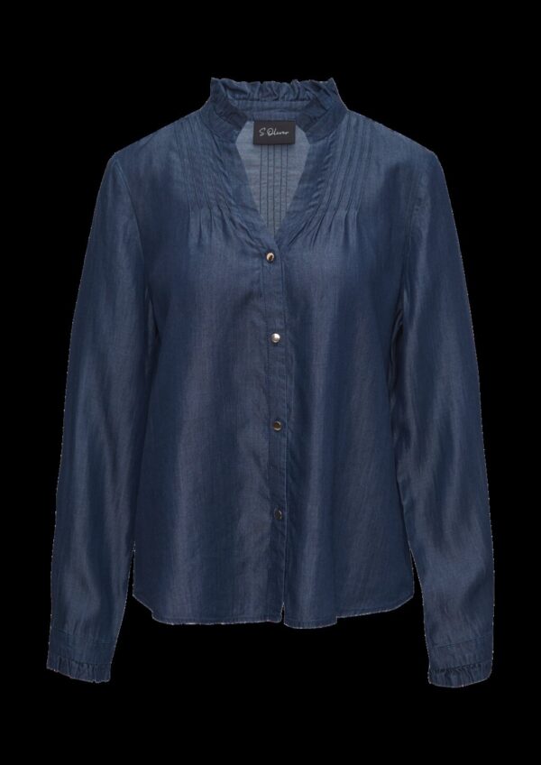Leichte Bluse aus Lyocell-Denim mit Rüschen und Biesen