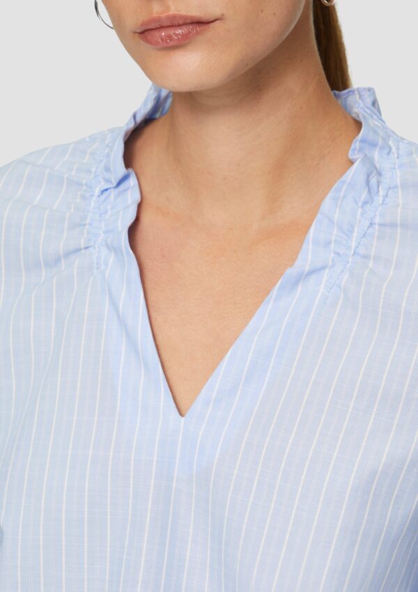 Gestreifte Baumwollbluse mit Smok-Details