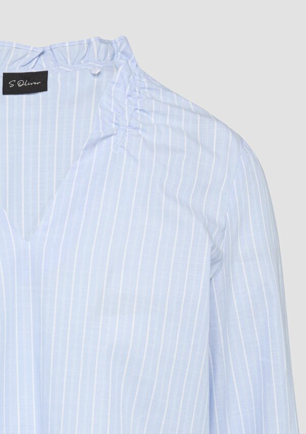 Gestreifte Baumwollbluse mit Smok-Details