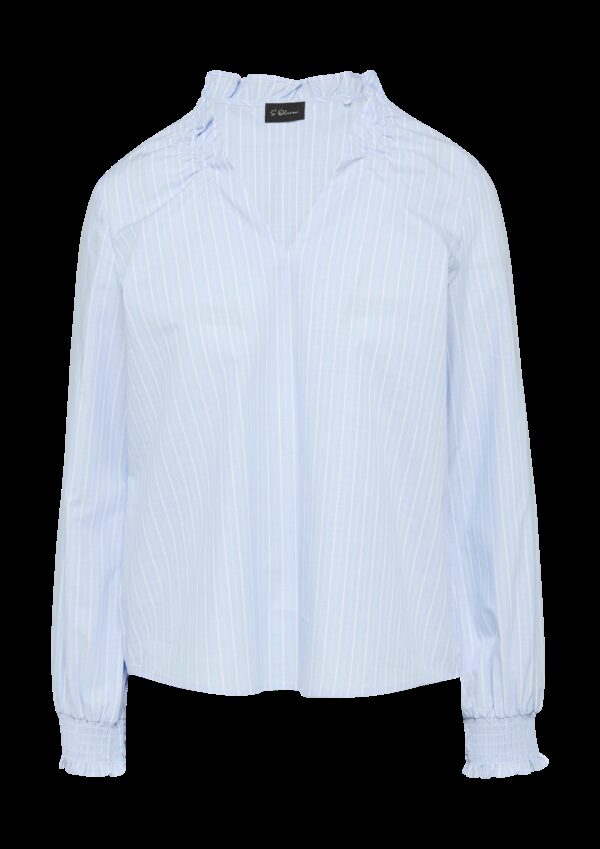 Gestreifte Baumwollbluse mit Smok-Details