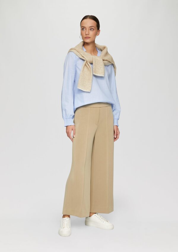 Gestreifte Baumwollbluse mit Smok-Details