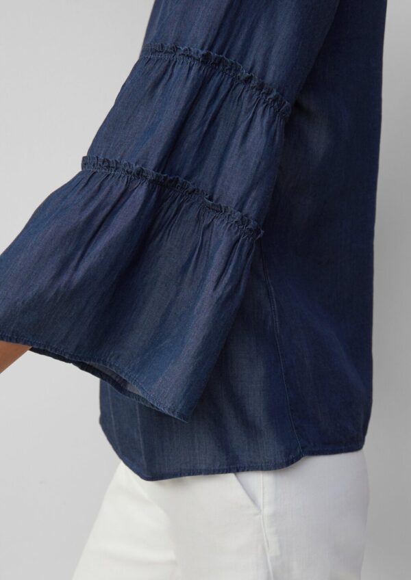 Relaxed-Fit-Bluse in Denim-Optik mit Volantärmeln