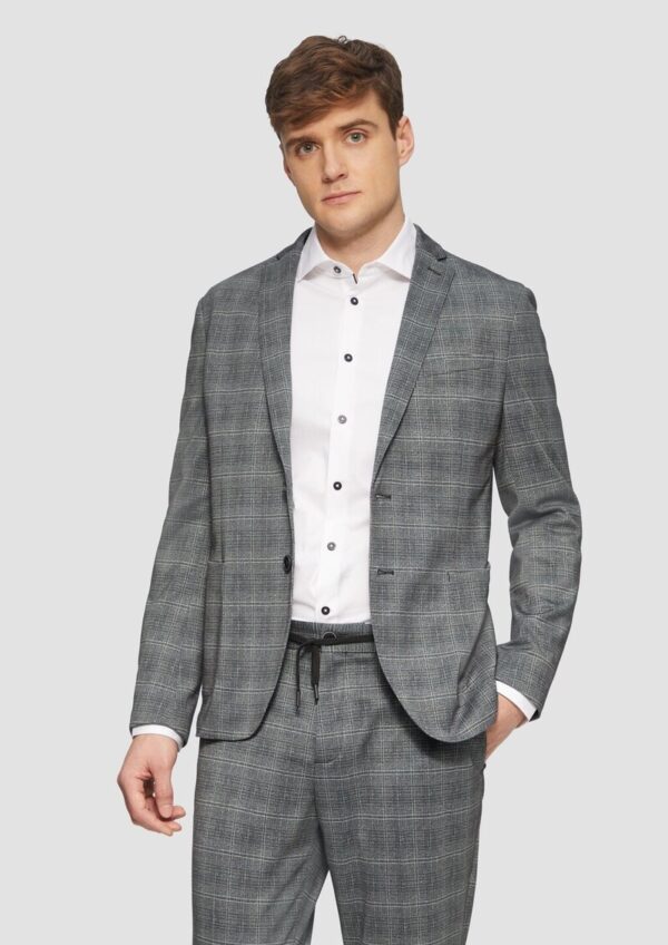 s.O JOGG: Kariertes Sakko aus Stretch-Jersey