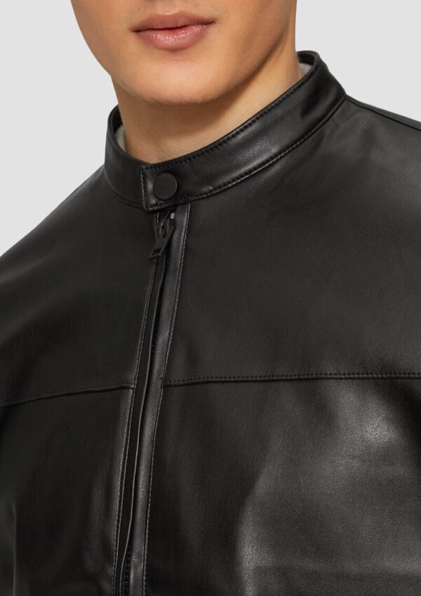 Jacke aus Lederimitat mit Stehkragen