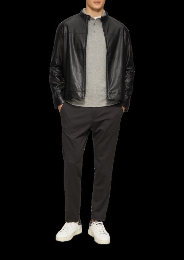 Jacke aus Lederimitat mit Stehkragen