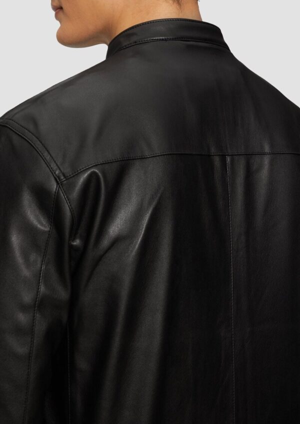 Jacke aus Lederimitat mit Stehkragen