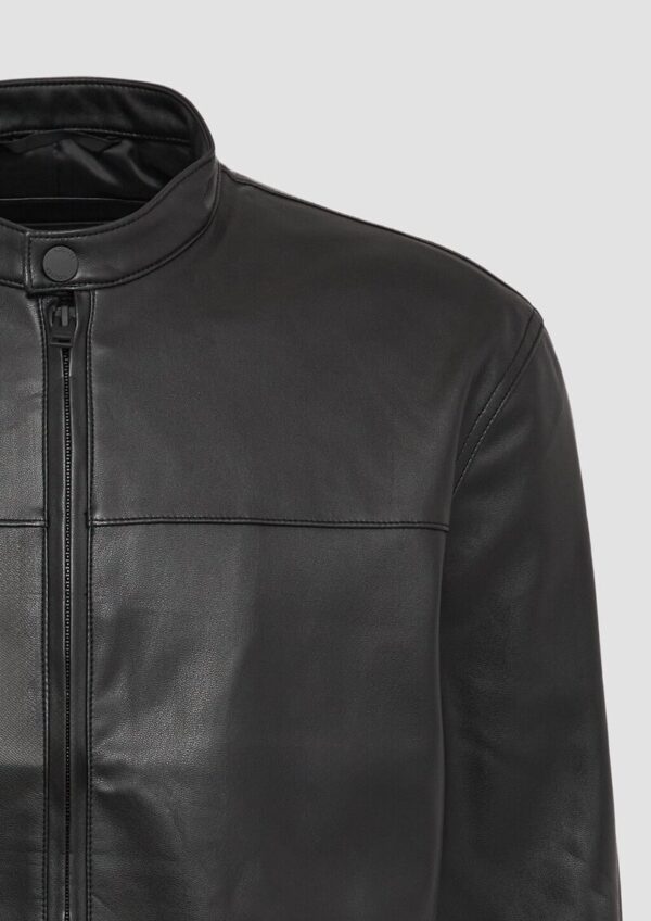 Jacke aus Lederimitat mit Stehkragen