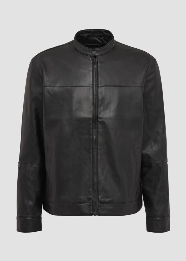 Jacke aus Lederimitat mit Stehkragen