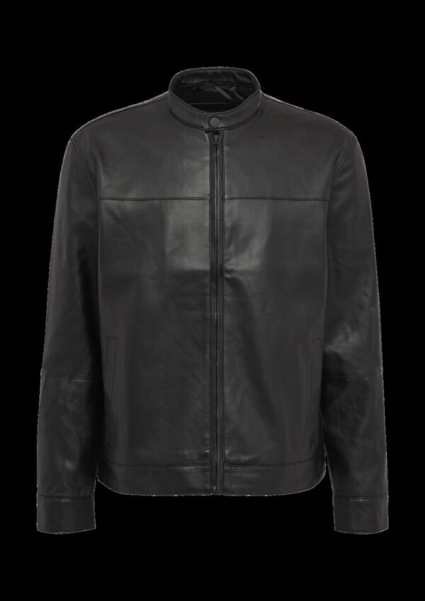 Jacke aus Lederimitat mit Stehkragen