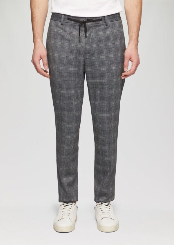 s.O JOGG: Anzughose aus kariertem Stretch-Jersey