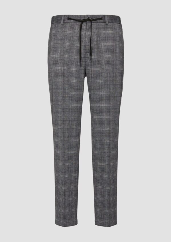 s.O JOGG: Anzughose aus kariertem Stretch-Jersey