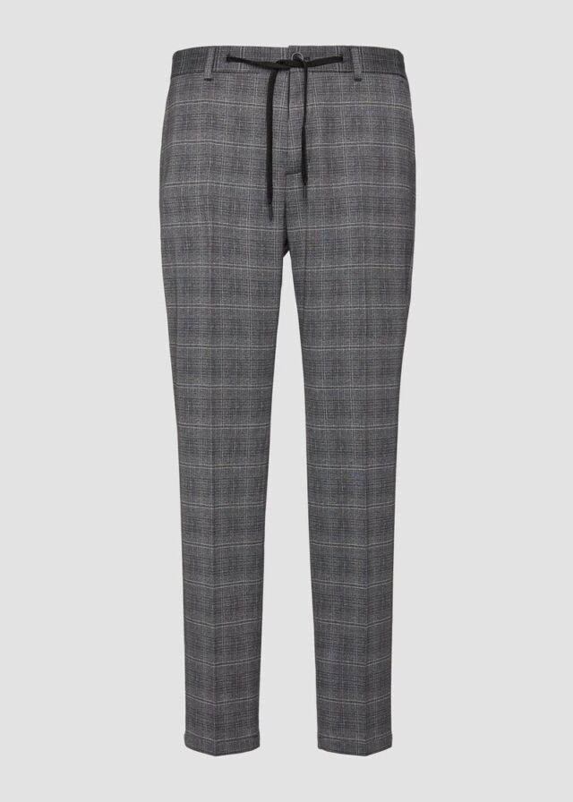 s.O JOGG: Anzughose aus kariertem Stretch-Jersey