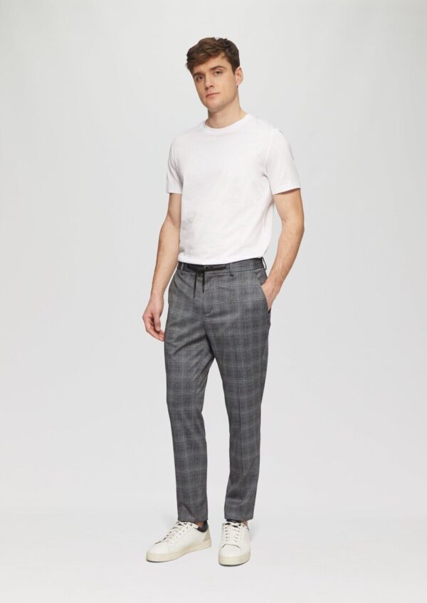 s.O JOGG: Anzughose aus kariertem Stretch-Jersey