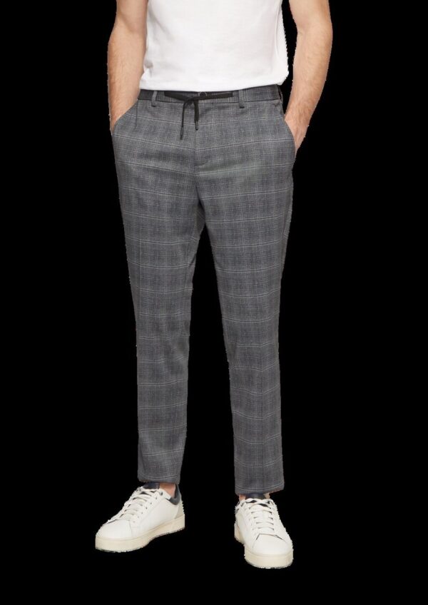 s.O JOGG: Anzughose aus kariertem Stretch-Jersey