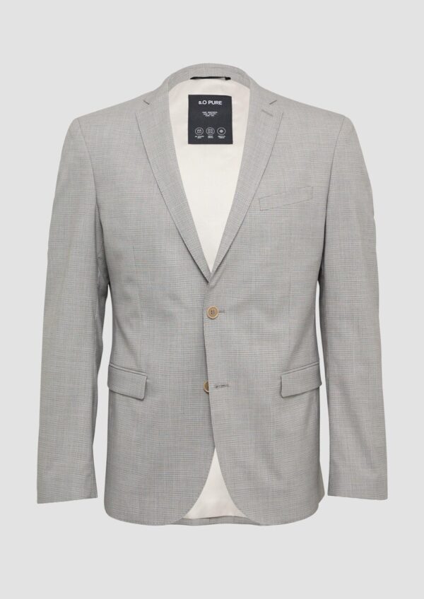 s.O PURE: Anzugsakko aus kariertem Stretch-Gewebe