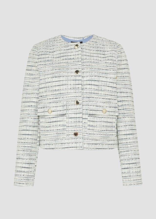 Gefütterte Bouclé-Jacke mit Zierknöpfen