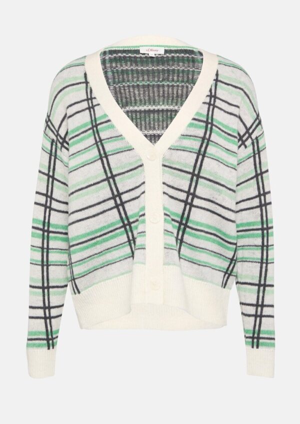 Cardigan aus Wollmix mit Karomuster