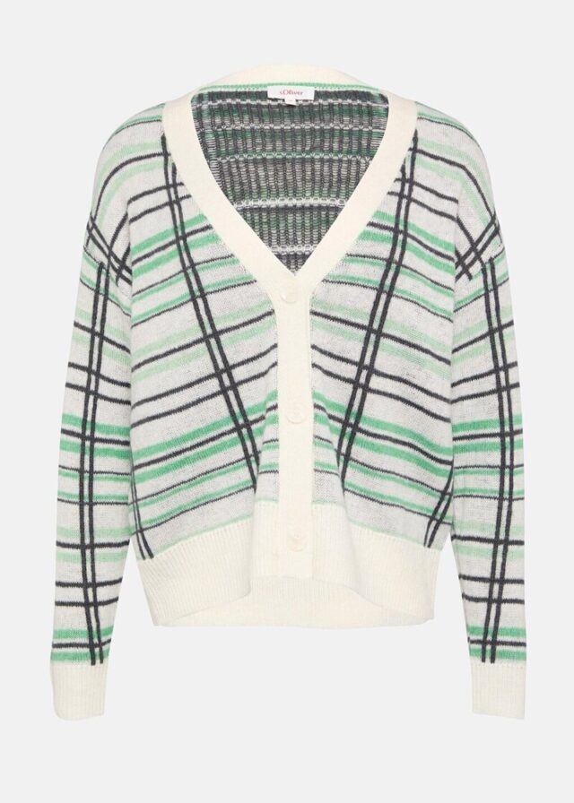 Cardigan aus Wollmix mit Karomuster