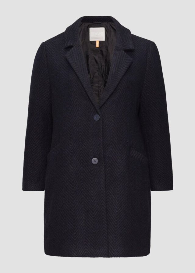 Mantel mit Reverskragen und klassischem Fischgrat-Muster