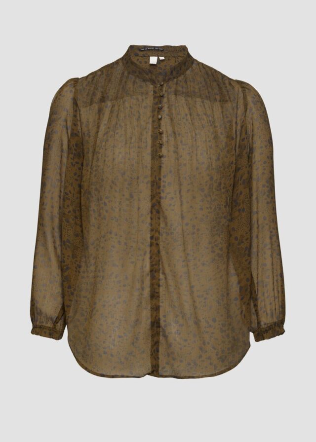 Leicht transparente Chiffonbluse mit Puffärmeln