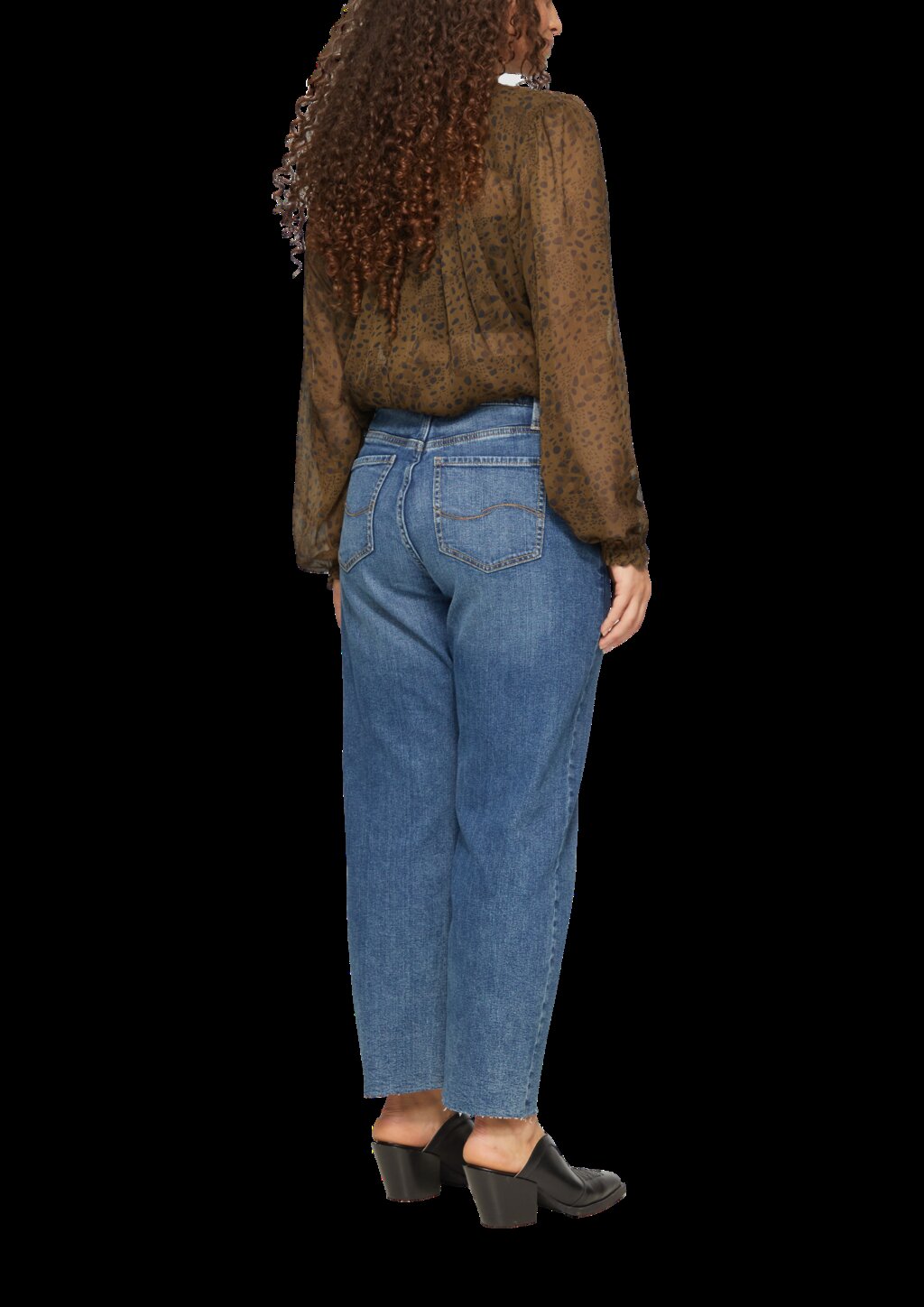 Leicht transparente Chiffonbluse mit Puffärmeln