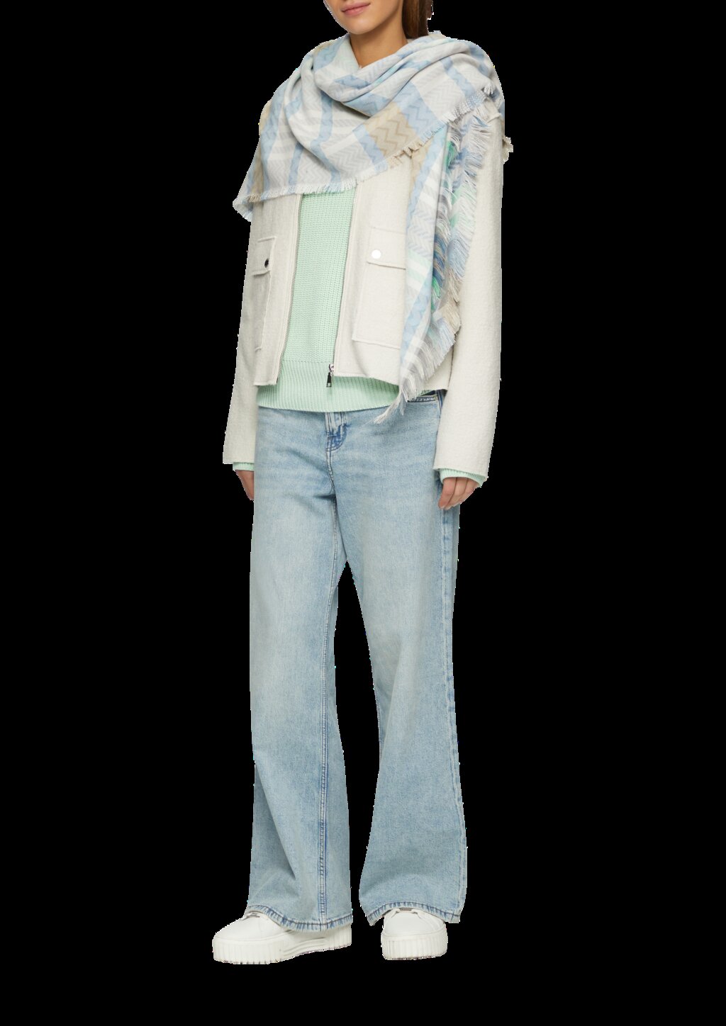 Gewebter dreieckiger Schal mit Karomuster