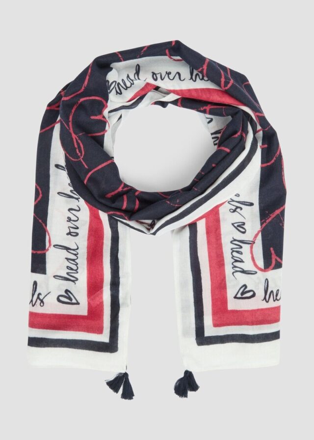 Tuch mit Quasten und Herz-Print