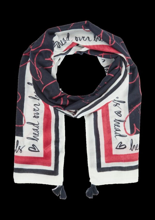 Tuch mit Quasten und Herz-Print