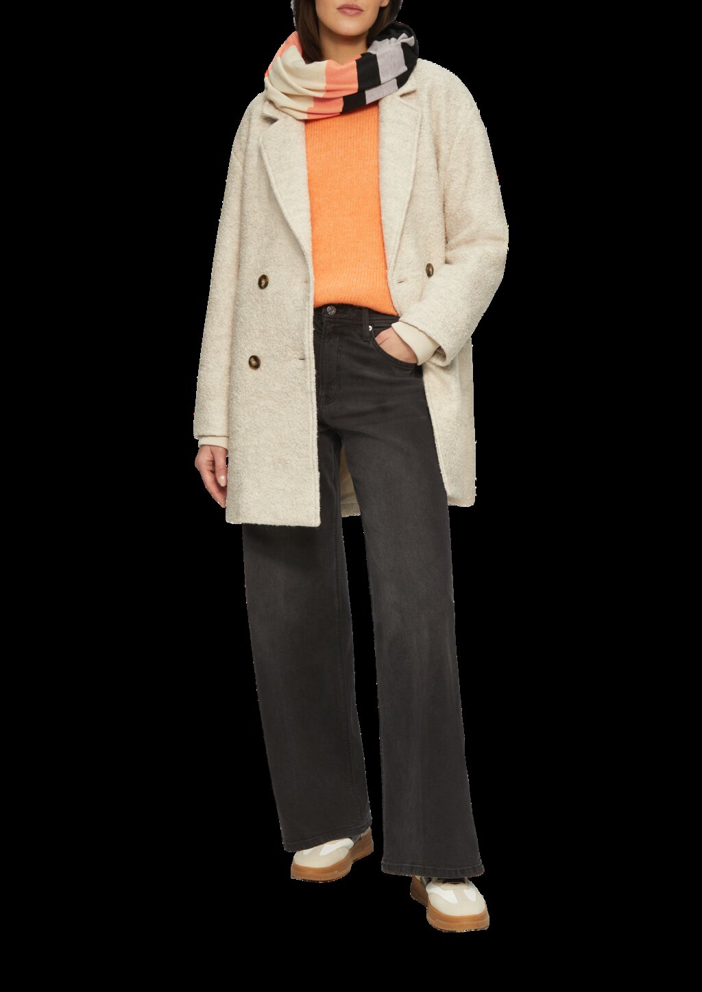 Gestreifter Loop-Schal aus Wollmix