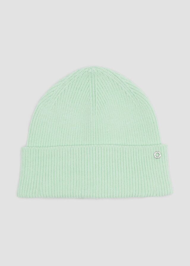 Gestrickte Beanie mit Umschlag und Logo-Detail