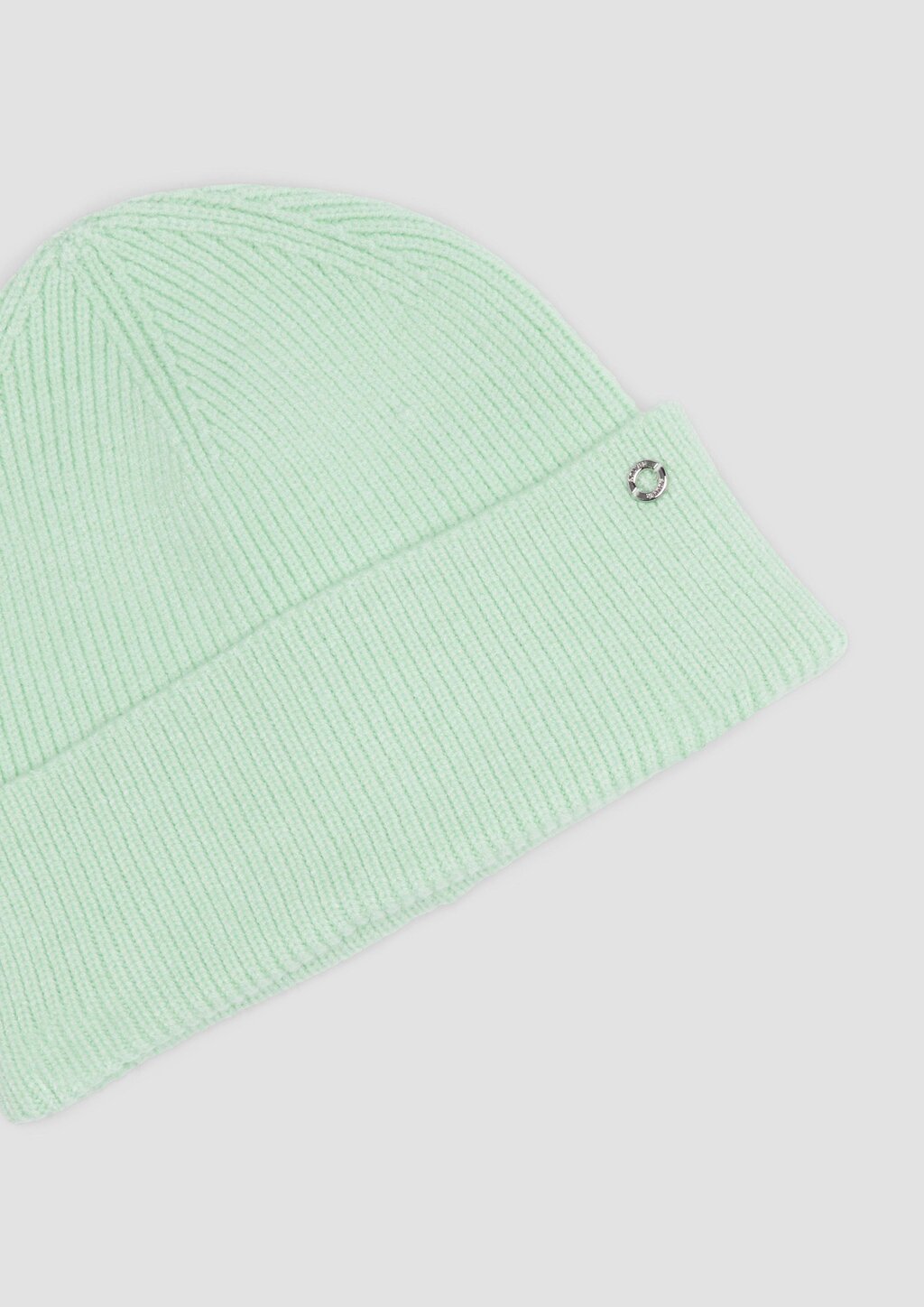 Gestrickte Beanie mit Umschlag und Logo-Detail