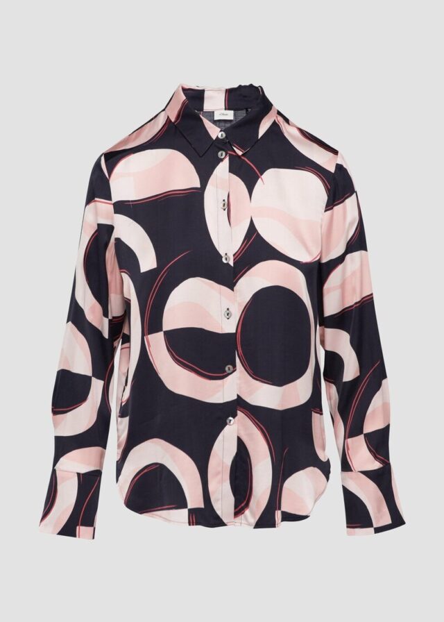 Satinierte Longbluse mit Falten-Details