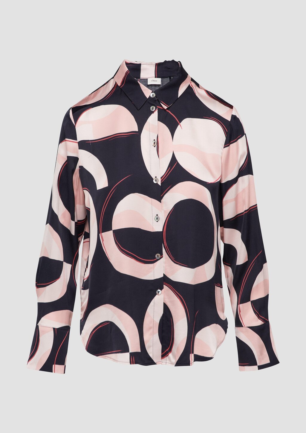 Satinierte Longbluse mit Falten-Details