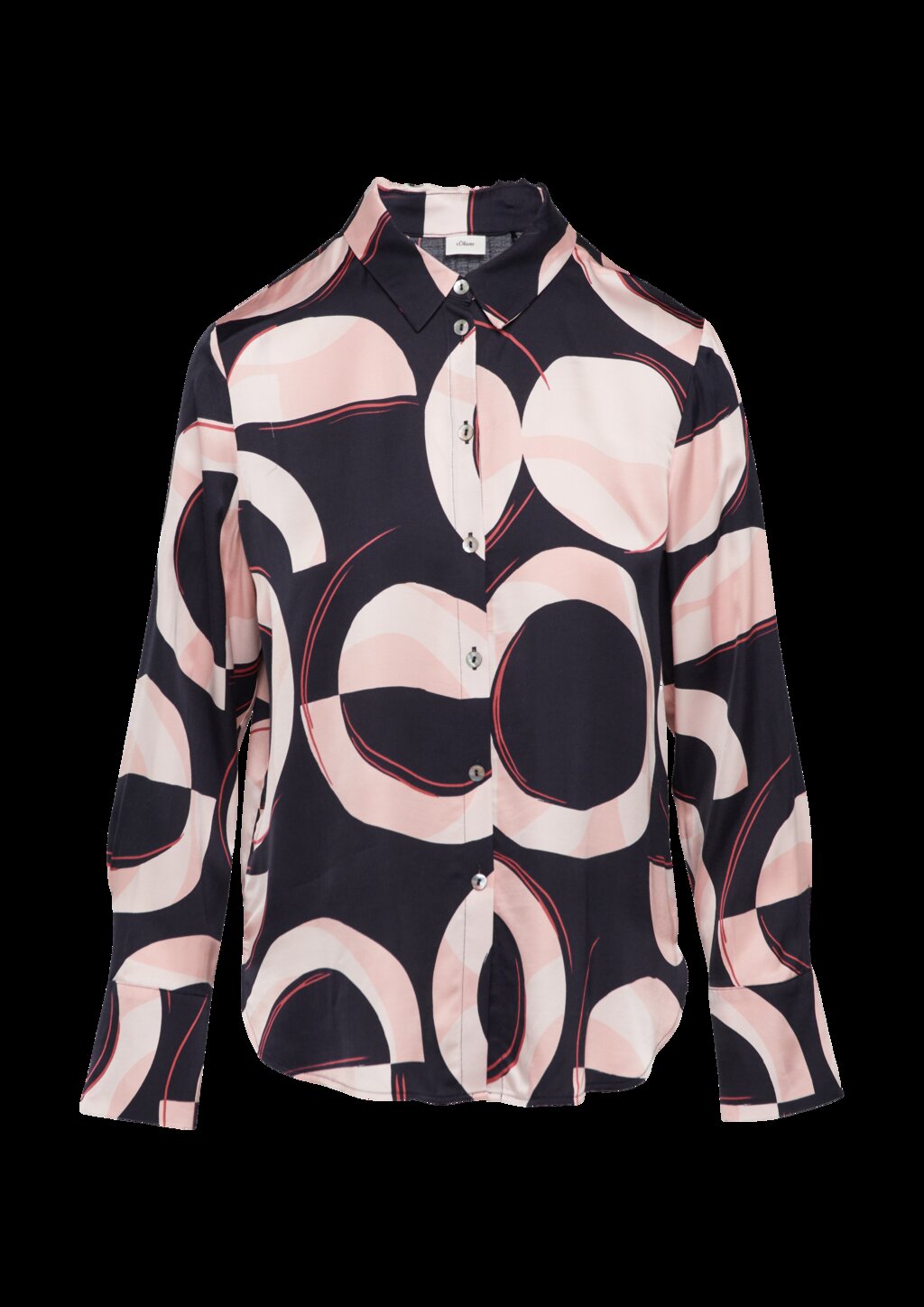 Satinierte Longbluse mit Falten-Details